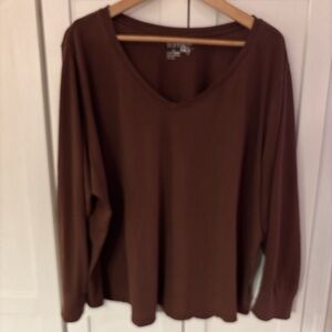 Women's Brown Long Sleeve V-
Neck Top